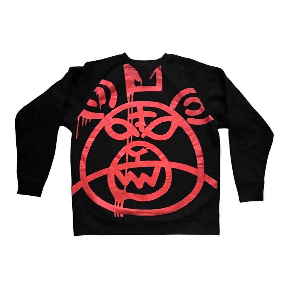 MISHKA Mishka NYC Over-Sized Bear Mop Black Red Crewneck Sweater
